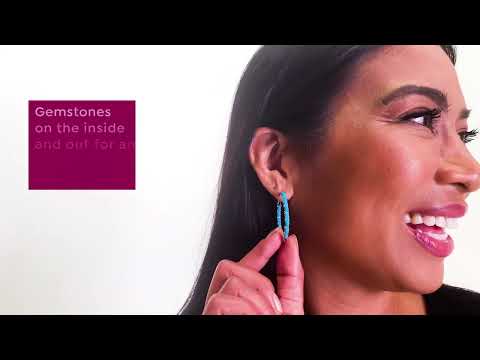 Colleen Lopez 1.25" Gemstone InsideOutside Hoop Earrings