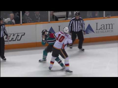 Brian McGrattan vs Frazer McLaren - Dec 5th 2009 - Flames vs Sharks (HD)