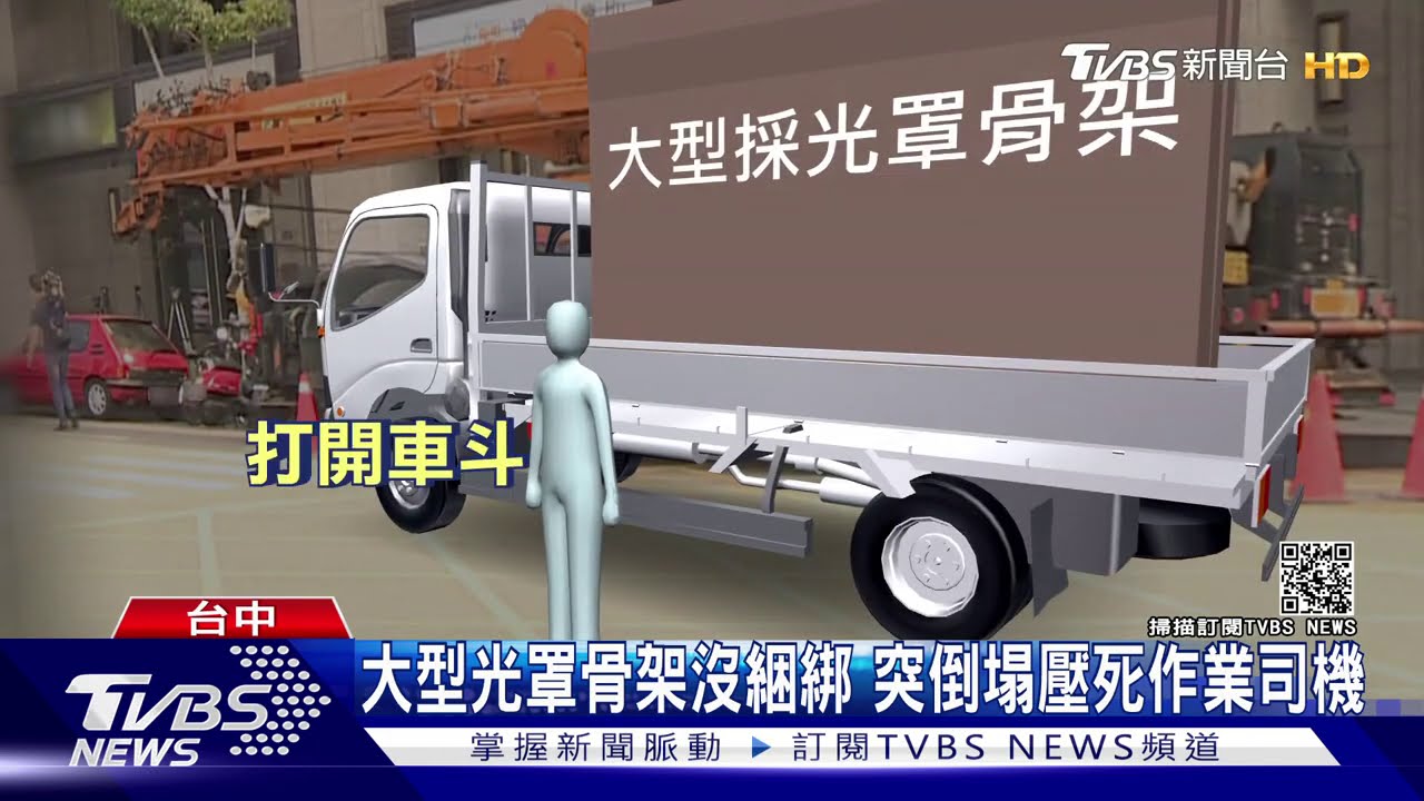 大型光罩骨架沒綑綁 突倒塌壓死作業司機