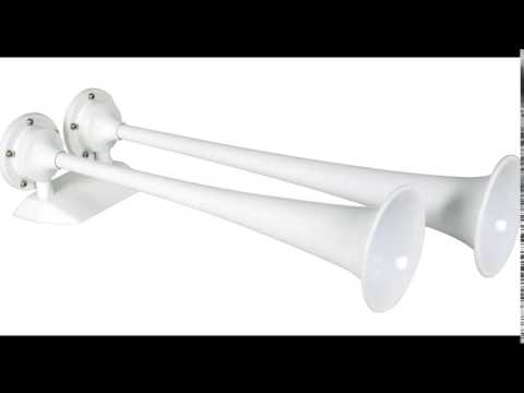 12224 — Heavy Duty Marine Dual Trumpet Deck Air Horn (24-Volt, White)