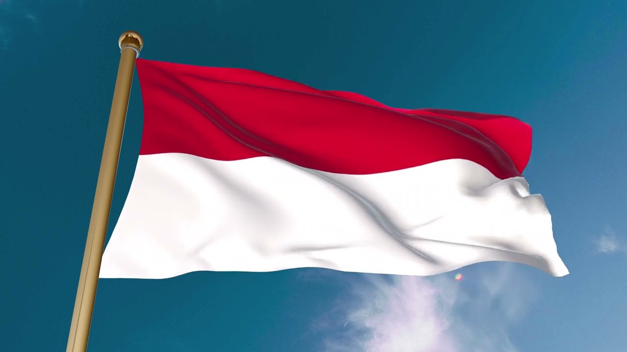 Waving Indonesia Flag,  3D Animated Indonesia flag Relaxation Video, Indonesia independents day