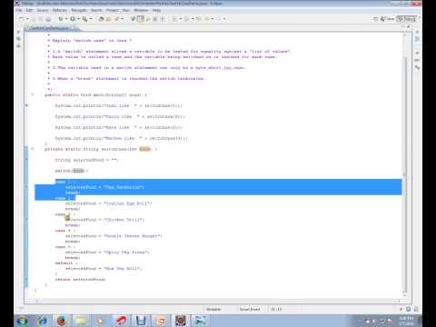 Eclipse Demo Explain Switch Case In Java