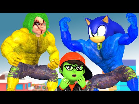Sonic transform SonicHulk vs Gold Chucky Hulk resuce Nick and Miss T - Scary Teacher 3D Sad Story