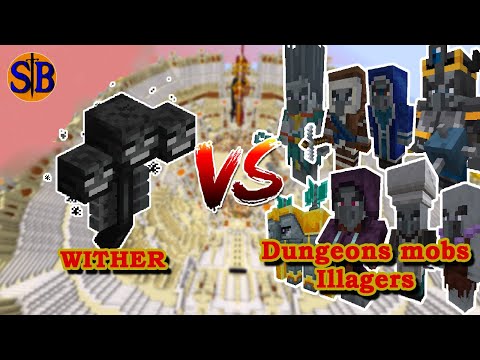 Wither vs Dungeons Mobs Illager | Minecraft Mob battle