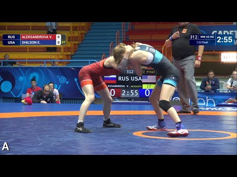 1/2 WW - 43 kg: V. ALEKSANDROVA (RUS) v. E. SHILSON (USA)