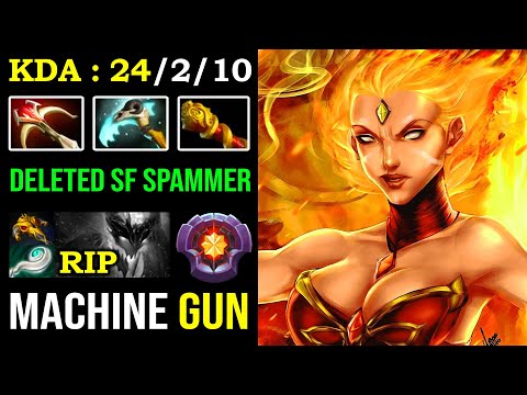 EVEN PRO SF SPAMMER CAN'T LANE MID Craziest Machine Gun Lina 100% Max Attack Speed DotA 2
