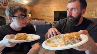 Dad could not BELIEVE these burgers.