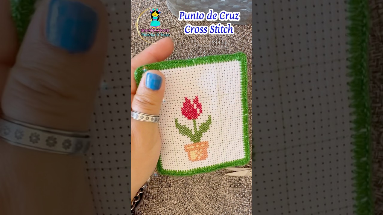 ♥️Punto de Cruz - Cross stitch♥️ #bordados #crossstitch #puntodecruz #puntocroce #flor #flores