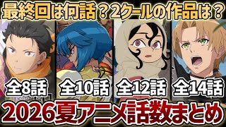 【2026年夏アニメ】最終話は何話？連続2クールの作品は？『2026夏アニメ』話数まとめ！【無職転生3期】【正反対な君と僕2期】【BLEACH】【攻殻機動隊】【天は赤い河のほとり】【リゼロ4期】