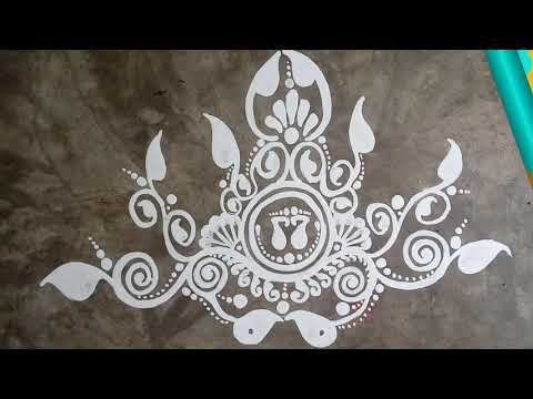 Door Alpona Design For Manabasa Gurubara Laxmi Puja/Beautiful Alpana Designs/Festival Alpona.