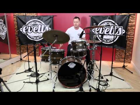Evetts Jarrah Drum Kit Louro Preto Veneer - Natural Satin 12/14/16/18/22/14