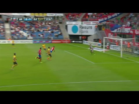 Läcker språngnick från Jordan Larsson ger HIF 2-1 - skadar sig i firandet - TV4 Sport