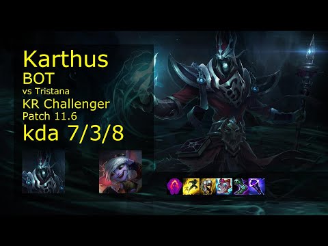 Karthus Bot & Senna vs Tristana & Rakan - KR Challenger 7/3/8 Patch 11.6 // [롤] 카서스 vs 트리스타나