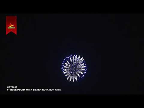 6 Inch Firework Shell - Blue Peony with Silver Rotation Ring