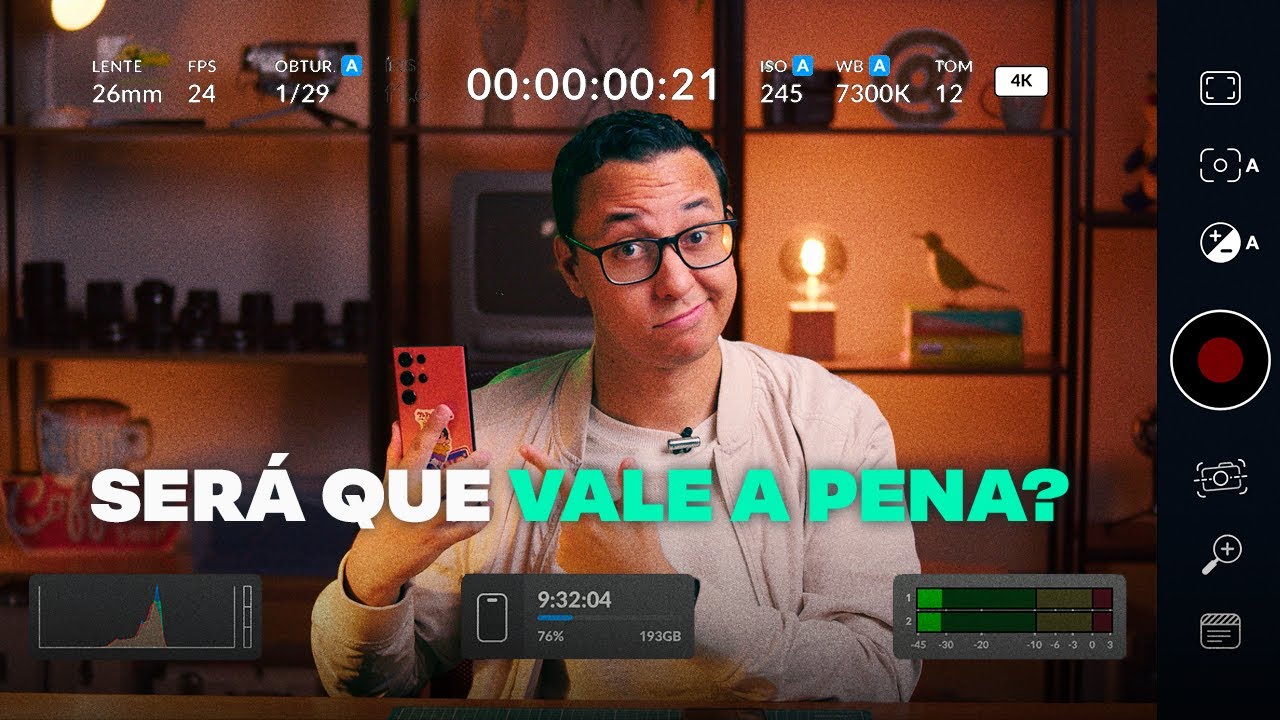 Testei o APP Blackmagic Camera para ANDROID - como usar as ferramentas