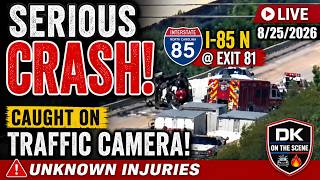 🚨 OVERTURNED OIL TANKER LEAK | I-85 N Exit 81 Rowan County, NC | Traffic Camera