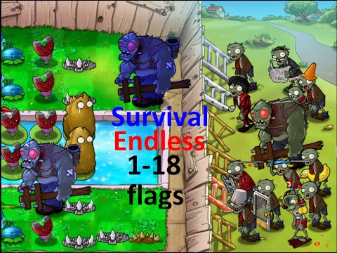 Plants vs Zombies: Survival Endless 1-18 flags