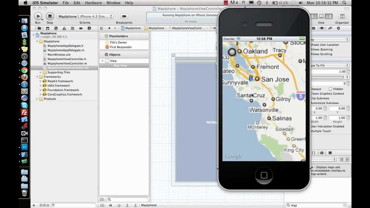 iPhone/iPad Tutorial & Lesson 21: MapKit using IB & Code - Part 1/2
