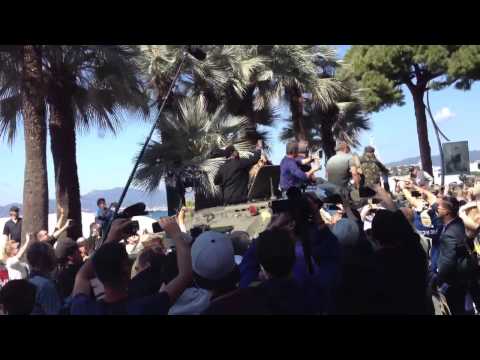 The Expendables 3 - Cast arriving on tanks on the Croisette - Cannes 2014