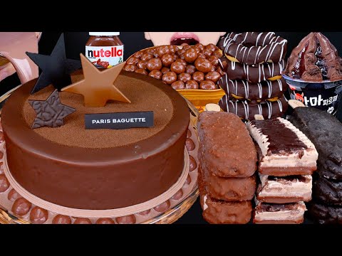 ASMR CHOCOLATE CAKE MALTESERS KITKAT ICE CREAM NUTELLA DESSERT MUKBANG 초콜릿 먹방チョコレート 咀嚼音EATING SOUNDS