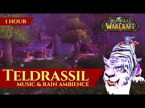 Vanilla Teldrassil Night Elf Music & Night Rain Ambience (1 hour, World of Warcraft Classic)