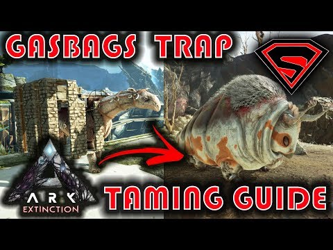 ARK EXTINCTION HOW TO TAME GASBAGS GUIDE - THE BEST GASBAG MOBILE TAMING TRAP FOR EASY GASBAG TAME