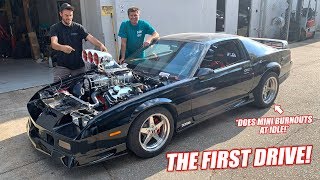 Download the video "FIRST DRIVE In Our 10.3L Supercharged Big Block Camaro! **GRAB YOUR MULLETS**"