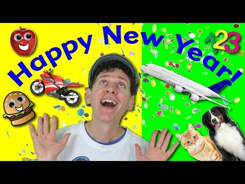 Happy New Year Action Song | Word Power - Numbers, Animals, Vehicles, Food | Learn English Kids