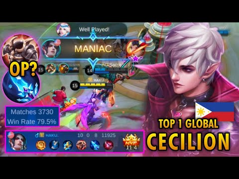 CECILION NEW BUILD IS OP! - TOP 1 GLOBAL CECILION SOLO RANK GAMEPLAY @Haku Cecilion