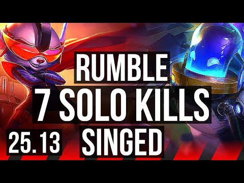 RUMBLE vs SINGED (TOP) | 7 solo kills, Godlike | KR Master | 25.13