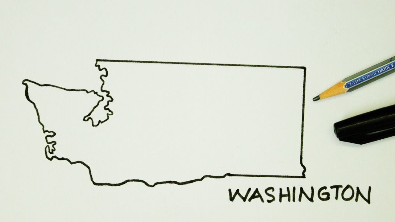 How to Draw Washington State outline map- United States