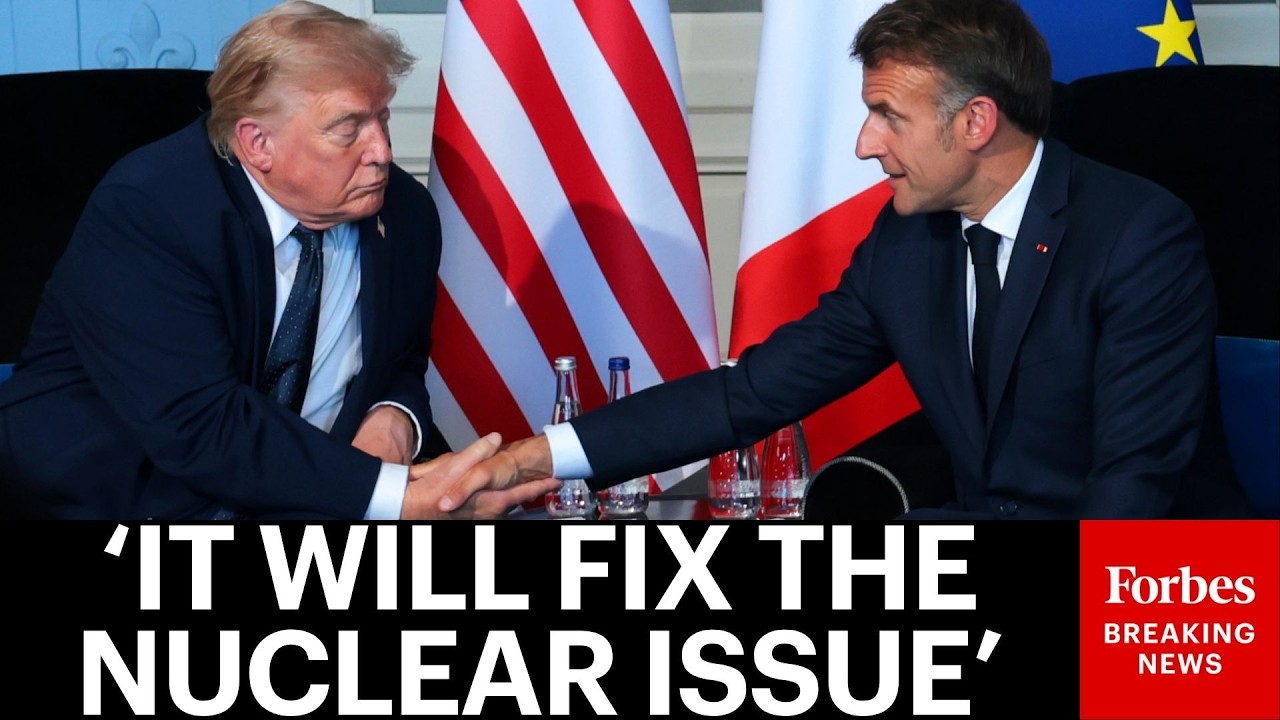 Video | JUST IN: French President Emmanuel Macron Comments On Iran Peace Deal During Meeting With Trump