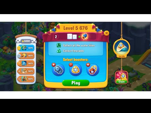 Fishdom mobile game, level 5676 collect all the water lilies