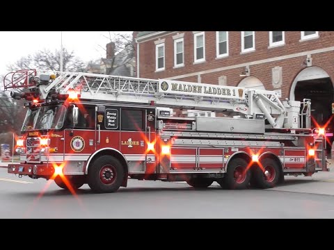Malden, MA Fire Department Engine 1 & Ladder 1 Responding