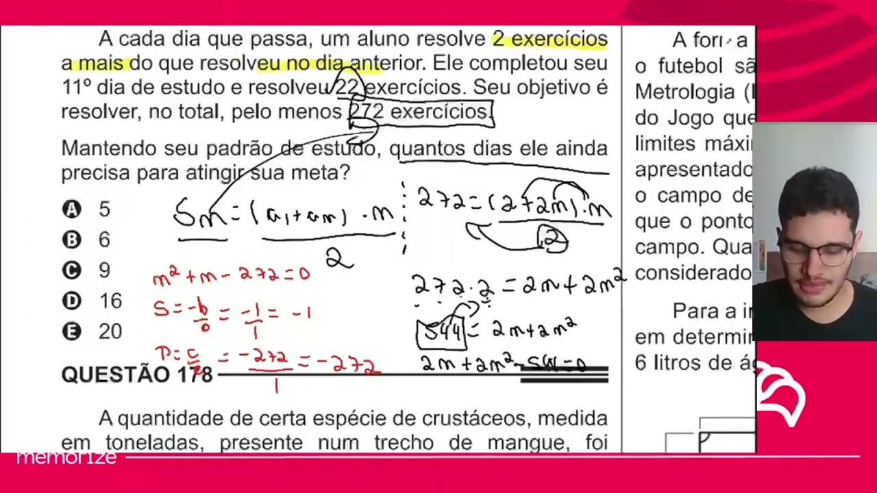 Resolução em Vídeo — Questão 177 ENEM 2014 Reaplicação