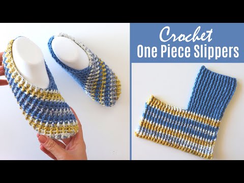 How To Crochet Easy One Piece Slippers