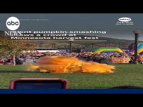 Giant pumpkin-smashing draws a crowd at Minnesota harvest fest