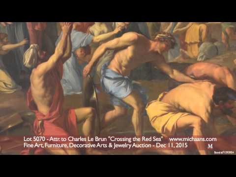 Attributed to Charles Le Brun "Crossing the Red Sea" Oil on Canvas