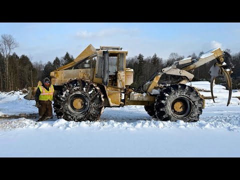 Brutally cold week of Land Clearing. Fighting the cold, tree felling, New skidder & more