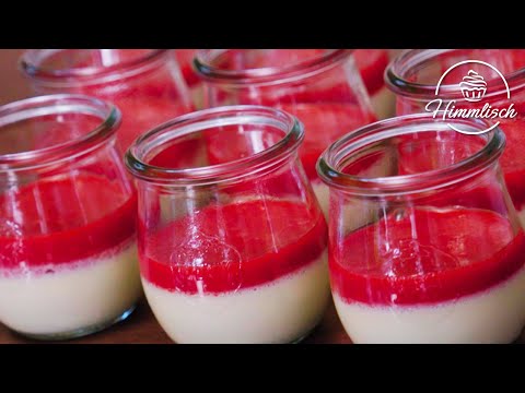 Panna Cotta mit Erdbeer Fruchtspiegel – so cremig & himmlisch! 🍓