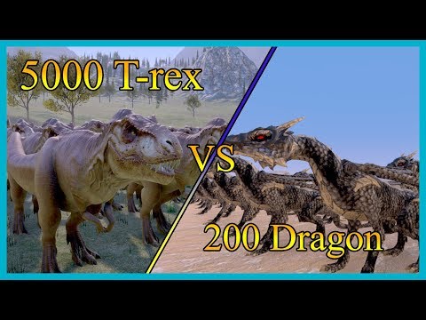 5000 T-rex vs 200 Dragons -  Ultimate Epic Battle Simulator