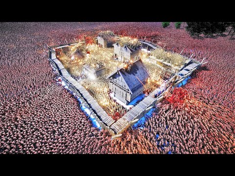 600,000 Orcs attack Archer God, Jedi Knight & Modern Soldiers camped at Viking Settlement - UEBS 2