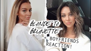 Blonde to Brunette + Boyfriends Reaction | HAIR TRANSFORMATION