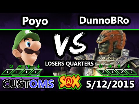 S@X Customs - Poyo (Luigi) vs DunnoBro (Ganondorf, Duck Hunt) Loser Semis - Smash Wii U - Smash 4
