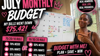 July Monthly Budget 2026 | My Bills Went Down $75.42 + 70/20/10 vs 50/30/20 Budgeting #julybudget