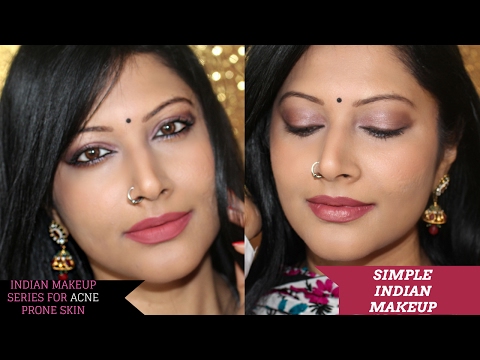 SIMPLE INDIAN LOOK USING DRUGSTORE MAKEUP FOR ACNE PRONE SKIN. Video