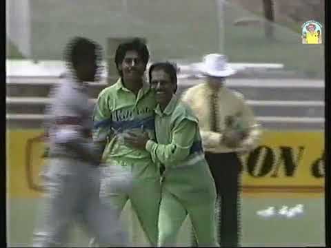 16-year-old Aaqib Javed takes his first ODI wicket vs West Indies Adelaide December 1988