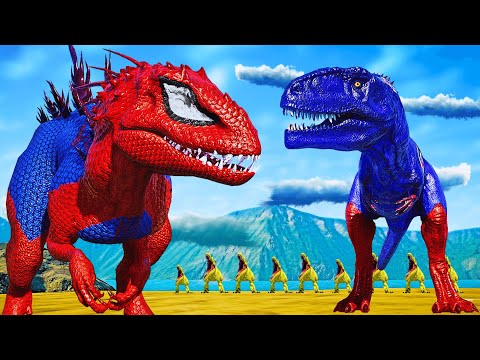 Spiderman Godzilla Indominus Rex Vs Captain America - Who Will Be the Last Dino Standing