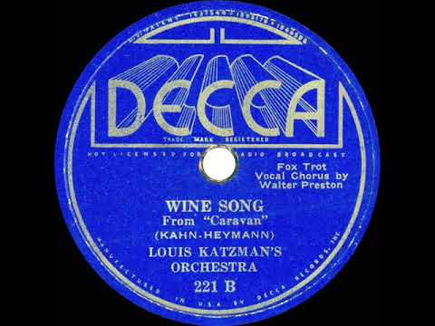 1934 Louis Katzman - Wine Song (aka The Sweetest Things In Life) (Walter Preston, vocal)
