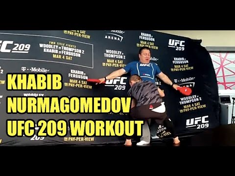 Khabib Nurmagomedov Almost Takes Down Backdrop at UFC 209 Workout